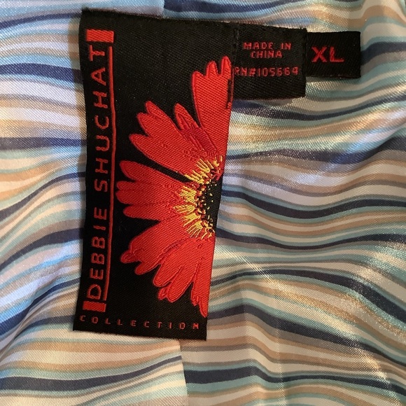 DEBBIE SHUCHAT Belted Trench Coat Size XL Turquoise Blue - Picture 6 of 9